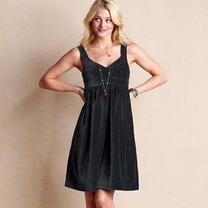 NEW Lands End Black Velvet Market Slip Dress 10 NWT Empire Waist